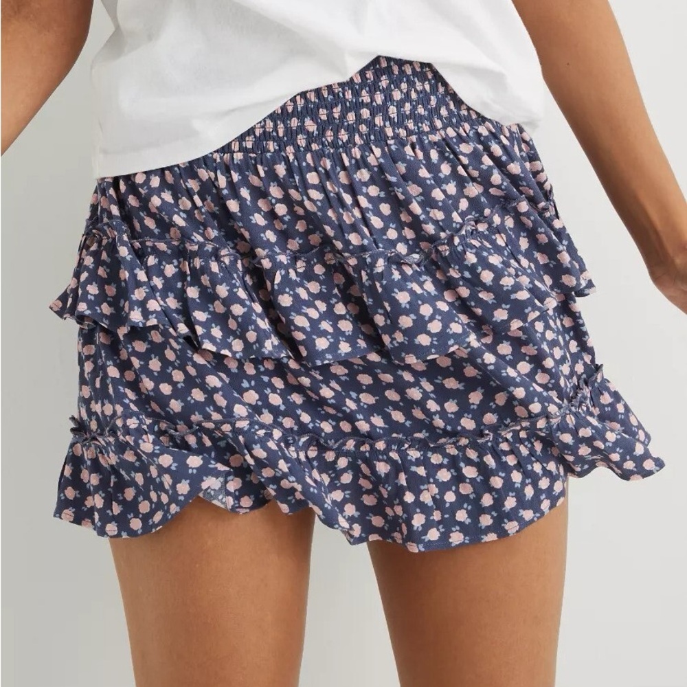 Aerie Floral Ruffle Skirt